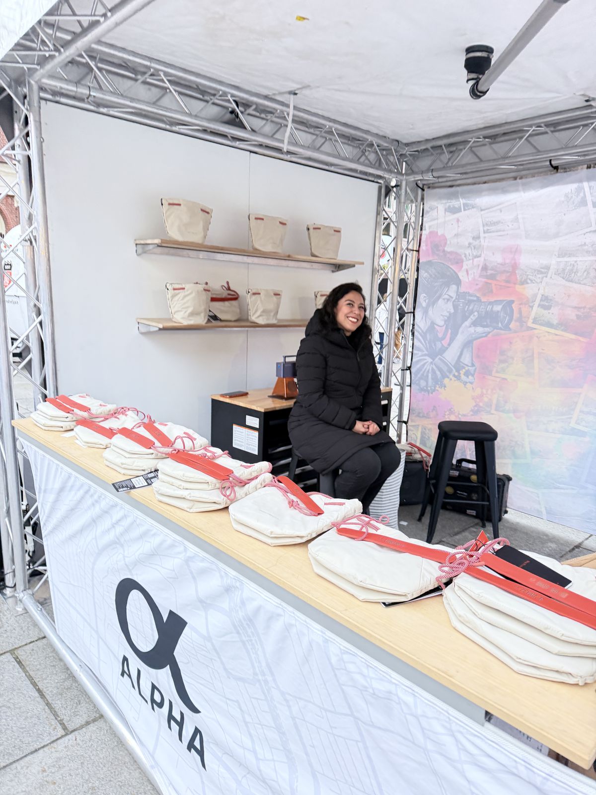 Guests watching merch printed live at an Anaheim event